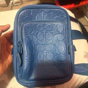 Coach Blue Belt Bag with Embossed Design